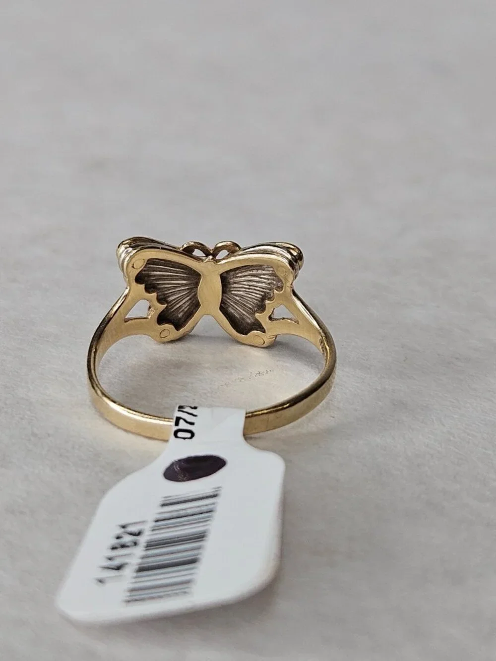 10K Tri Color 3 Tone Gold Butterfly Filigree Cocktail Ring 20x11mm Size 6.25